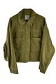 Zara Damen Khaki Grün Cropped Denim Baumwolle Jacke Gr. L Overshirt SHacket