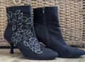 Toscania Damen Stiefeletten Absätze Größe Reißverschluss Verzierung Blume Detail schwarz 36 