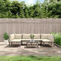 vidaXL 7-tlg. Garten-Lounge-Set mit Kissen Anthrazit Poly Rattan