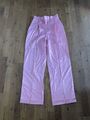 Hose H&M Satin Fester Stoff Rosa Pink Glänzend Party Klassiker Basic Weit 34