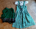 Spieth & Wensky Dirndl Kleid Gr. 46 + Schürze grün m. Stick + Wenger Bluse weiß