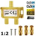 Premium GOLD Koax Antennenverteiler HD 3D 4K Verteiler Weiche Splitter TV Coax