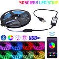 USB RGB LED Stripe Leiste Streifen Band Leuchte Lichterkette Bluetooth APP 1-5m