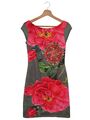 DESIGUAL Etuikleid Damen Gr. DE 36 khaki-rot-schwarz Casual-Look