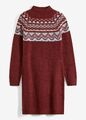 Strickkleid mit Norweger Muster Gr. 40/42 Rot Hellblau Damen Mini-Kleid Neu*