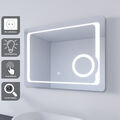 Badspiegel LED 80x60 mit Beleuchtung Touch Steckdose Kosmetikspiegel Anti-fog