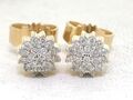 Paar Brillant Ohrringe Ohrstecker 585 Gelbgold 14Kt Gold total 0,12ct Brillanten