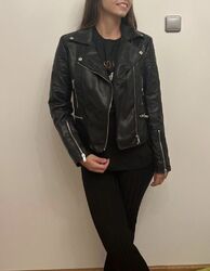 Schwarze Lederjacke Damen Größe S