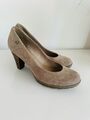 Tamaris Pumps Absatz Beige Braun Samt Wildleder Gr. 39