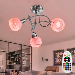 RGB LED Decken Lampe Wohn Zimmer Glas Rondell Strahler Leuchte FERNBEDIENUNG