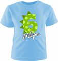 Kinder T-Shirt kurzarm DINO personalisiert mit Geburtagszahl und Name