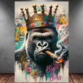 LEINWAND BILD ER XXL POP ART ABSTRAKT BIG BOSS GORILLA AFFE GRAFFITI WAND POSTER