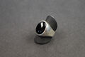 großer antiker Herrenring Silber  mit schwarzem Onyx Cabochon in RG 58/18,4 mm