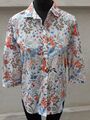 BLUSE Gr. 38 ETERNA BLUMEN MUSTER WEISS BLAU ROT GRÜN RETRO