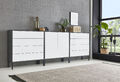 BMG Möbel Sideboard Mailand Set 4, Kommode grifflos, Metallfüße, Anthrazit/Weiß 