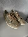 Tolle Jenny By Ara Damen Schuhe Gr. 39 6 Weite H Gold Glitzer Sneaker Trend Look