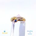 Saphir Ring mit kleinen Diamanten gr. 59 - 333 Gold  Vintage - Antik 