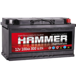 Autobatterie HAMMER 12V 100Ah Starterbatterie WARTUNGSFREI TOP ANGEBOT NEUSOFORT EINSATZBEREIT | ERSETZT 85 88 90 95 105 110 Ah