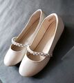 Ballerinas creme weiss Perlen,Gr. 37