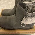 Neu Schicke SKECHERS Leder Halbstiefel Boots Memory Foam Gr.40 grau Strass