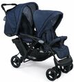 CHIC4BABY Geschwister Kinderwagen DUO navy 56x130x112cm