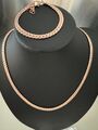 Schmuck Set Collier & Armband  Panzer Design  x rose vergoldet x 50 cm&19+3 cm