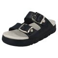 DAMEN RIEKER DOPPELSCHNALLE PLATEAU SLIDER SANDALEN FREIZEIT MAULTIER P2180 GRÖSSE