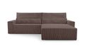 Ecksofa Cord mit Schlaffunktion und Bettkasten Couch für Wohnzimmer DENVER Braun