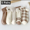 5 Paar Sneakersocken Damen Gr. 35-38 neu Creme Weiß 