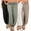 Damen Sommerhose Haremshose Pumphose Cargohose Aladinhose Strandhose Pluderhose