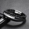 Leder Armband Perlenkette Armreif Herren Braid Magnetverschluss Tigerauge Beads