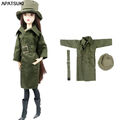 Armee Grün Mode Kleidung für Barbie Puppe Langarm Mantel Hut Stiefel Outfits 1/6