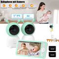 BOIFUN 2K 5 Zoll Babyphone mit 2 Kameras App Nachtlicht 4×Zoom PTZ mit Halterung