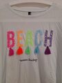 Jean Pascale T- Shirt Weiss Neon Farben Beach Druck Fransen Gr. L/XL