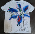 DESIGUAL Shirt Gr M 36/38 weiss blau rot Mädchen kurzarm wie NEU