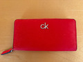 Calvin Klein Geldbörse Portemonnaie Damen rot mit Reißverschluss 190x100x25 mm