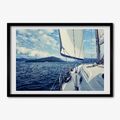 Tulup Bild MDF-gerahmte Wand-Dekor 100x70cm Die Yacht auf dem Meer Hintergrund