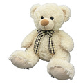 Bob der Bär Teddybär Plüsch Stofftier 40cm Creme Weiß Karierte Schleife Sitzend