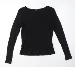 Monki Damen T-Shirt schwarz Langarm Basic