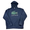 Lacoste Big Logo Embroidered Hoodie Pullover Y2K Blau Sweatshirt Herren Medium 4