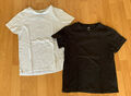 C&A + H&M 2er-Set Kinder Jungen T- Shirts, Basics, schwarz + weiß , Gr. 146/152