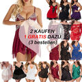 Übergröße Sexy Damen Spitze Babydoll Reizwäsche Dessous Nachtwäsche Nachtkleid