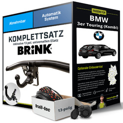 Für BMW 3er Touring Typ F31 Anhängerkupplung abnehmbar +eSatz 13pol uni 14- KitExklusiv für unsere Kunden: Montage ab 449,- Euro