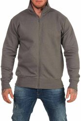 Herren Sweatjacke ohne Kapuze Zip-Jacke Reißverschluss Kragen Zipper Sweatshirt