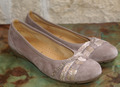 GABOR Ballerinas Echtleder Veloursleder taupe silber Gr. 38 / UK 5 NEU NP 99,95€