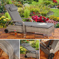 Sonnenliege Gartenliege Liegestuhl Loungeliege Polyrattan Rattanliege Grau Relax