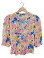 ZARA Langarm-Bluse Damen Gr. DE 34 pink-blau-blassgelb Casual-Look