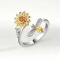 Ring Damen Ring Blümchen Blume Fingerring Silber 925 Pl. Süß Damen Verstellbar 