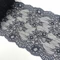 1m elastische Spitzenborte 100x17cm Spitzenband Spitze Lace Polyester Schwarz 12