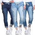 Damen Jeans Jogging Jogginghose Jogger Boyfriend Freizeithose Denim Pants Sport